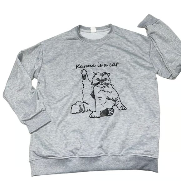 Tops - Karma is a Cat sweatshirt XL gray